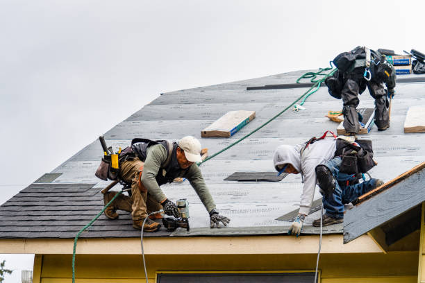 Professional Gutter Installation technician working in Enfield, NH